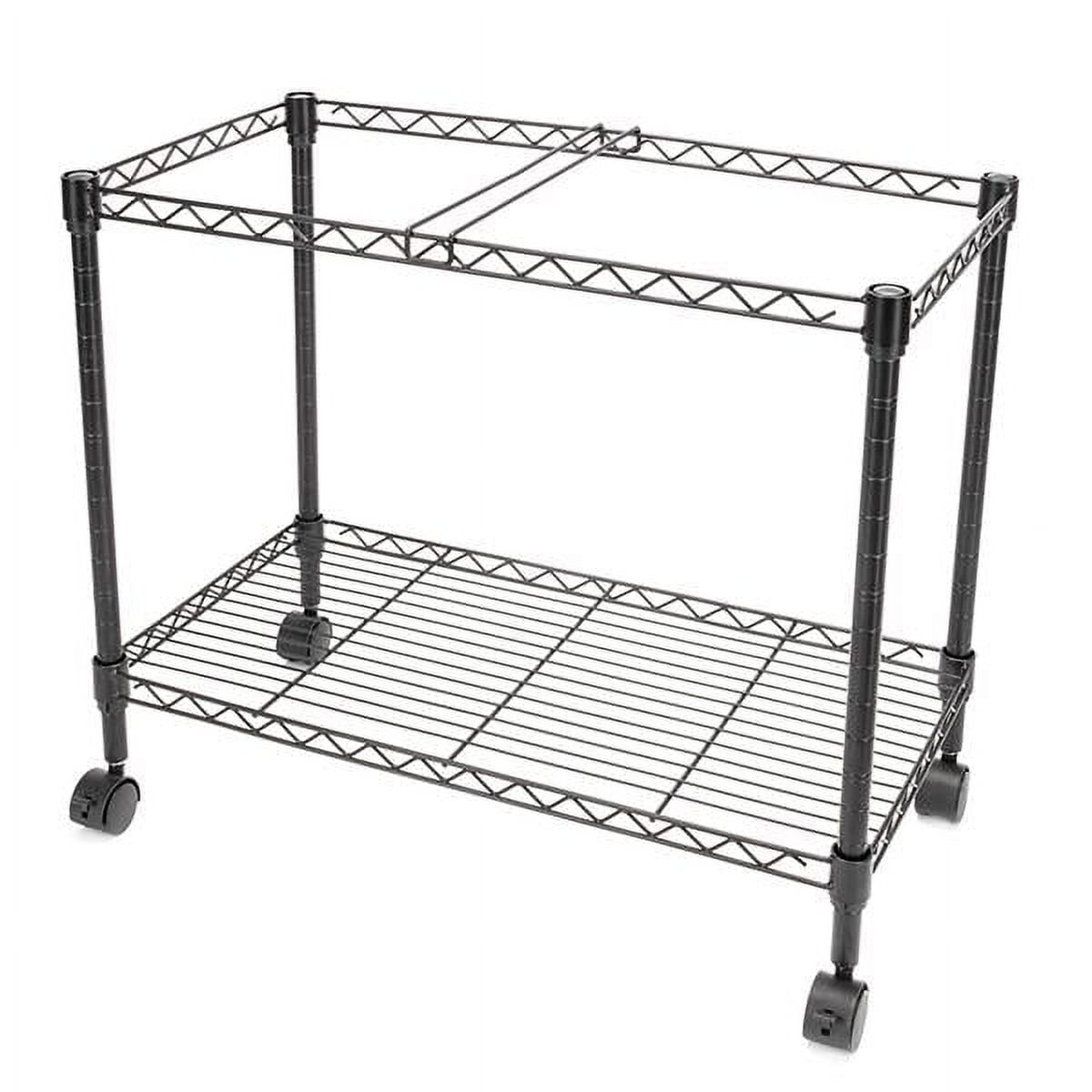 Single Tier Mobile Metal Rolling File Cart, Portable File Cart for