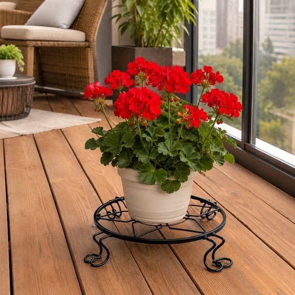 Single-Tier Wrought Iron Bonsai Stands, Freestanding Flower Pot Racks with Solid Metal Frame, Practical Floor Shelves for Various Potted Bonsais, Stylish Decorative Holders for Home Interior, Black