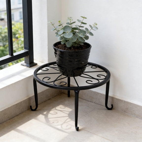 Wrought Iron Plant Stands for Patio & Garden in Elegant Black Finish