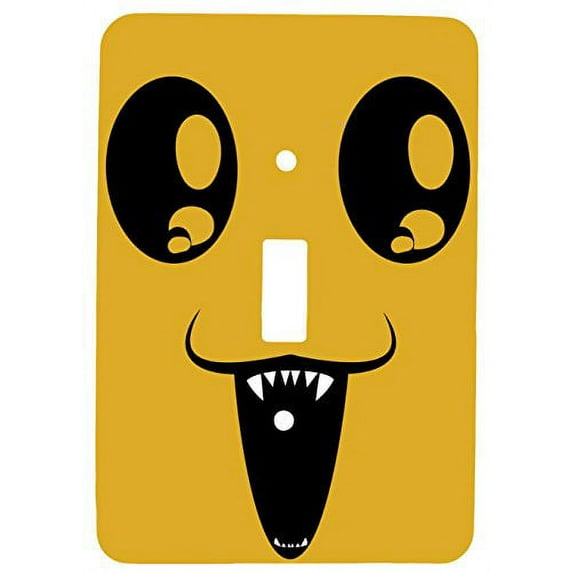 Single Toggle Metal Light Switch Cover with Happy Monster Design (Orange)