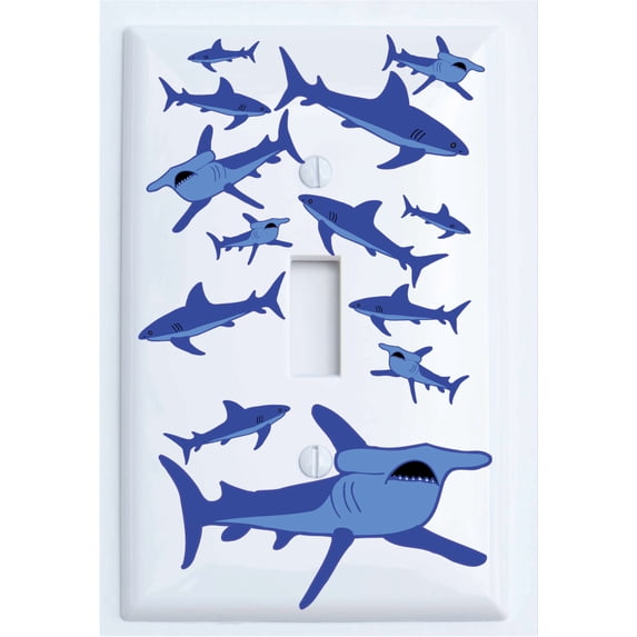 Single Toggle Shark Attack Light Switch Plates Covers / Sharks Children's Nursery Wall Decor (Single Toggle)