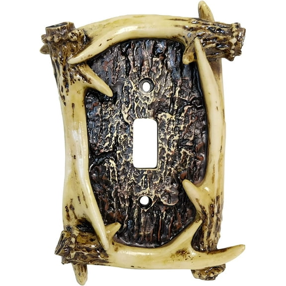 Rustic Faux Antler Single Toggle Switch Cover  Decorative 1-Gang Light Switch Cover Plate Unique Resin Home Dcor for Hunting, Cabin, Lodge, or Nature-Inspired Home Dcor - Easy Installation