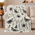 thumbnail image 1 of Single-Tone Death'S Head Hawkmoth Daisy Floral Gothic Art, Cozy Botanical Garden Scene, Warm Flannel Blanket for Sunroom and Reading Nook, Garden Lovers Graduation Gift, Botanical Home Decor, 1 of 9
