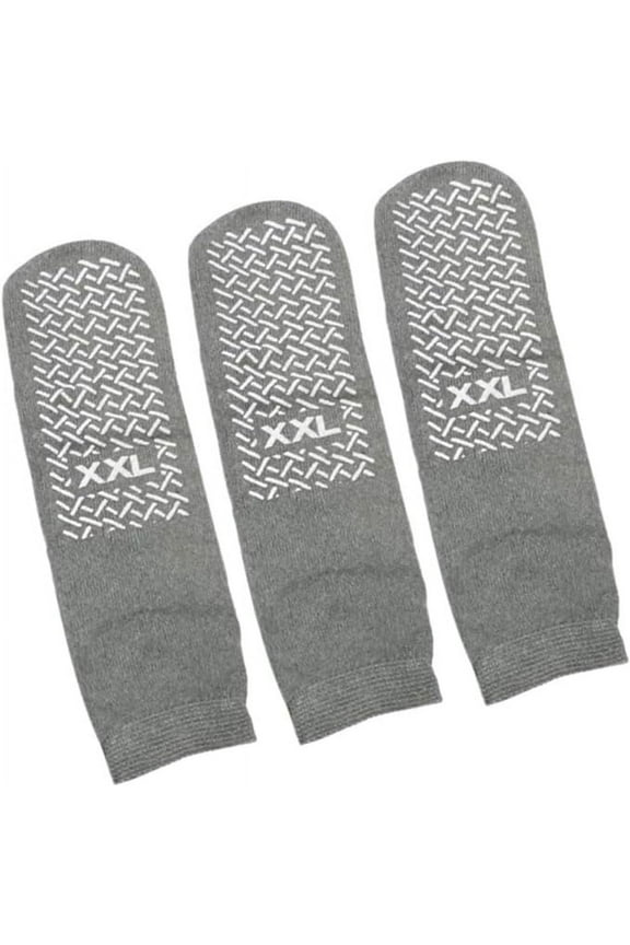 Single Tread Non-Skid XX-Large Comfort Safety Socks Grey (3 Pairs)