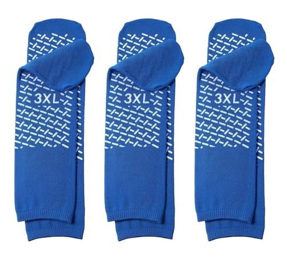 COMFORT AXIS Single Tread Non-Skid XXX-Large (3XL) Bariatric Comfort Safety Socks Blue (3 Pairs)