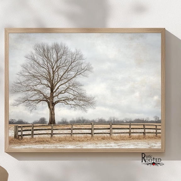 Single Tree Old World Country Landscape Farmhouse Unframed Paper Print