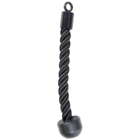 Single Tricep Rope Attachment with Rubber Stopper for Cable Machine Systems, 15 x 1.25 Inches, Black (50735)
