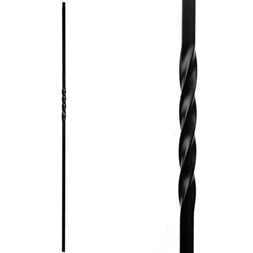 Single Twist Stair Iron Balusters (Contractor Pack of 15) Metal Balusters - Hollow 1/2" Square Metal Spindles Real Satin Black NOT Matte$$Tools & Hardware Other