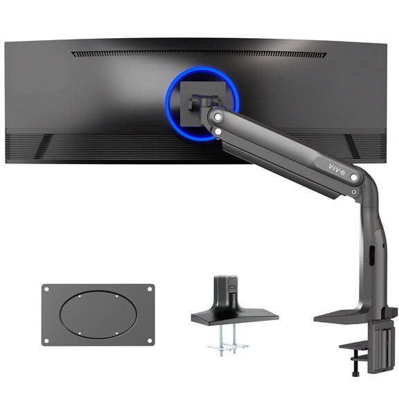 Single Ultra Wide Monitor Pneumatic Spring Desk Mount Stand, Max VESA 200x100