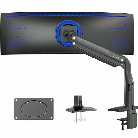 Single Ultra Wide Monitor Pneumatic Spring Desk Mount with USB, Max VESA 200x100