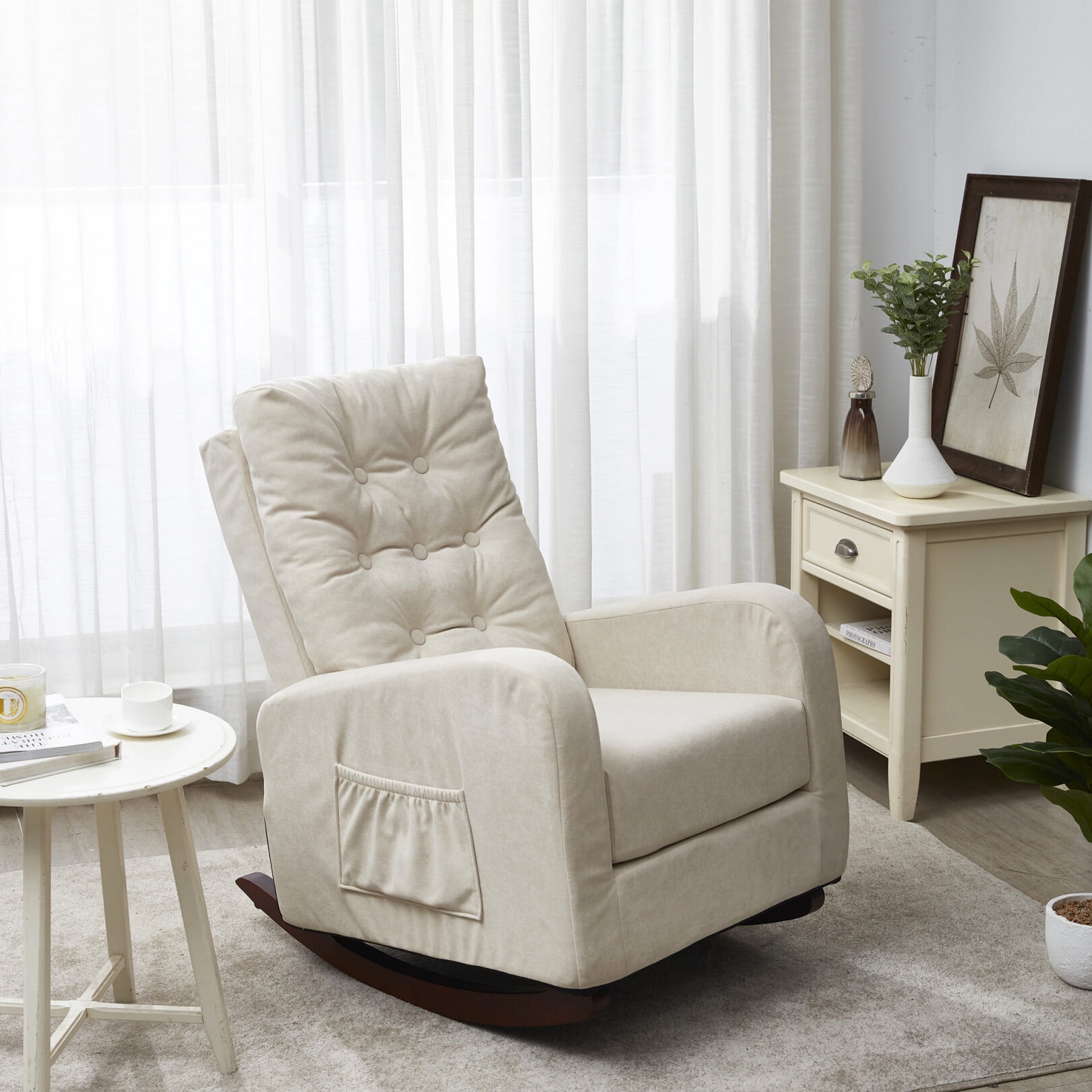Single Upholstered Rocking sofa, Reclining Chair with Two Side Bags ...