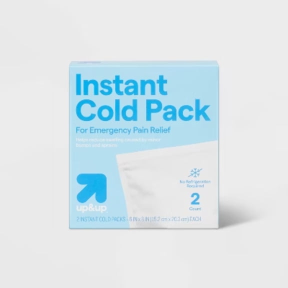 Single Use Instant Cold Compress Ice Packs, Needed for Sprains, Swelling & Pain Relief, 2 Pack