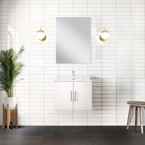 Single Vanity 24x22 in. / Chrome Faucet and Marble Top / Bathroom Enhancement