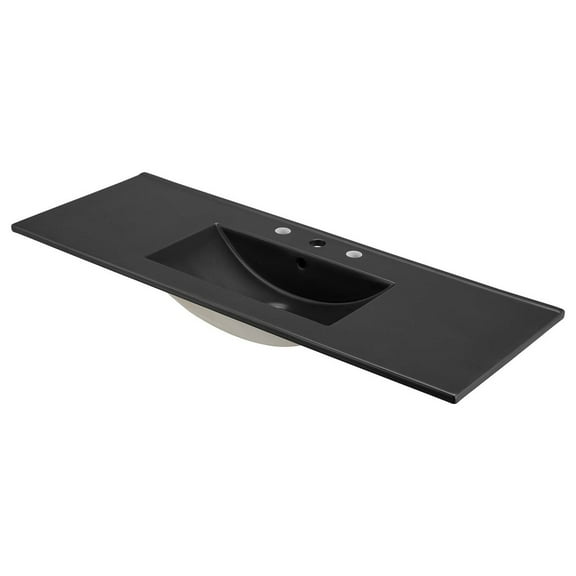 Single Vanity Sink, Black, Ceramic, Hotel Bedroom Bathroom, Modern Contemporary HB33615