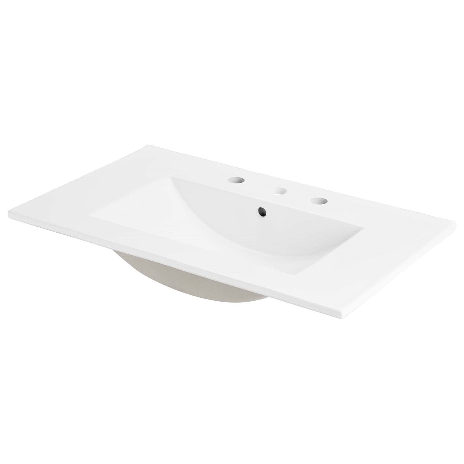 Single Vanity Sink, White, Ceramic, Hotel Bedroom Bathroom, Modern Contemporary HB33477