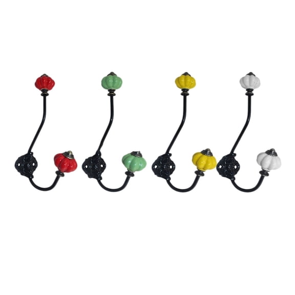 Single Wall-Mounted Coat Hook with Colorful Pumpkin Ceramic Knobs for Home Decoration, Bathroom Towel Hook 4Pcs