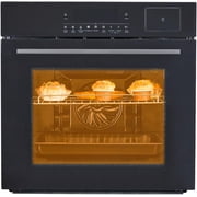 Single Wall Oven 24, Built-in Electric Ovens with Steam&Grill&Air Frying Mode, 3000W, 240V, 2.5Cu.ft Convection Built-in Oven, Stainless Steel, Touch Screen