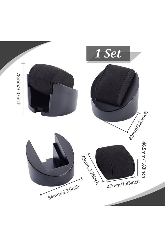 Single Watch Display Stand Solid Wood Watch Showcase Watch Gift Box Bracelet Wrist Watch Showcase with Pillow Jewelry Watch Case for Men Watch Organizer Showcase (Black)