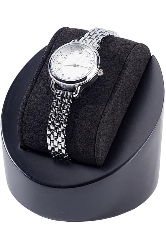 Single Watch Display Stand Solid Wood Watch Showcase Watch Gift Box Bracelet Wrist Watch Showcase with Pillow Jewelry Watch Case for Men Watch Organizer Showcase (Black) Black