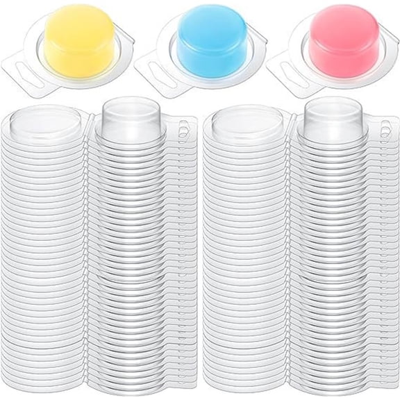 50Pcs Empty Plastic Container for Wax Melt 1oz Single Cube Candle Molds for DIY Chocolates Wax Melt Round Wax Melt Molds Clear Wax Flip Top