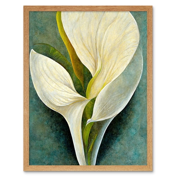 Single White Calla Lily Flower Petal Detail Modern Art Print Framed Poster Wall Decor 12x16 inch