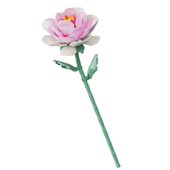 Single Wild Rose Building Block Set, Decor for Home Office, Gift for Women Girls