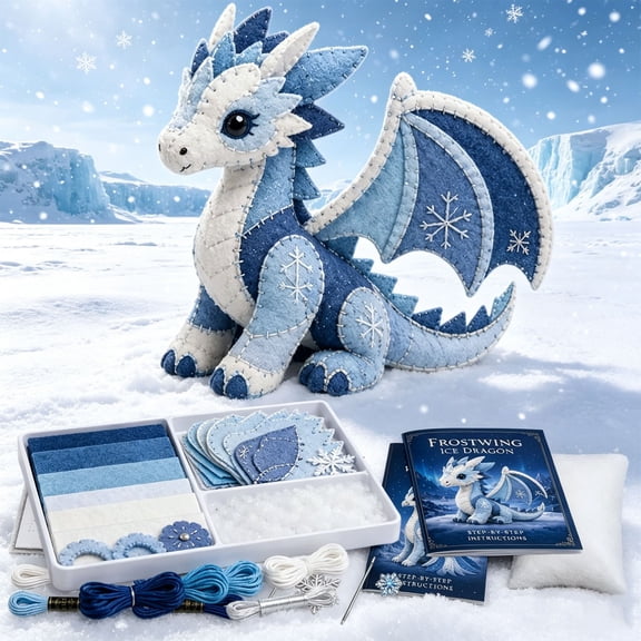Single Winter Animal DIY Patchwork Sewing Kit, Pre-Cut Fabric 3D Stuffed Animal Handmade Craft Set, Beginner Friendly Sewing Project Kit for Home Table Decor, DIY Hobby & Holiday Handmade Gift