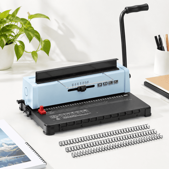 Single-arm 3:1 Pitch Wire Binding Machine, Punches 34 Holes, Binds Up to 120 Sheets
