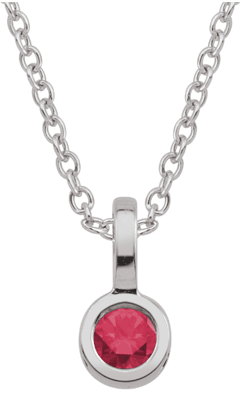 Single Back-Set Birthstone Sterling Silver Necklace by Jewlster