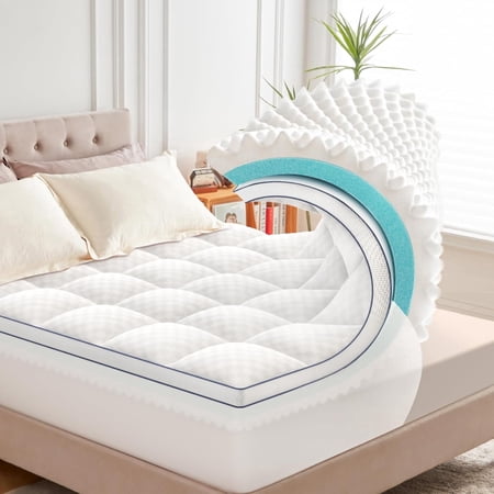 Twin XL Mattress Topper, 4.5 Inch Memory Foam Mattress Topper for Back Pain & Pressure Relief - 2.5" Cooling Memory Foam Soft and Supportive + 2" Pillow Top Mattress Pad Cover, with 8-21" Deep Pocket