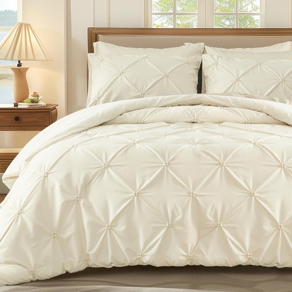 Single bed bedding set in cream color, solid color, lightweight, suitable for all seasons, fluffy down filling as a comforter, suitable for the bedroom.