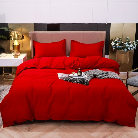 China 1.5m 4-Piece Bedding Set: Duvet Cover, Bed Sheet, Pillowcase, Red