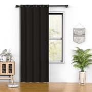 Single Panel Blackout Curtains 52 x 84 inch, Thermal Insulated Black Curtain, Noise Reduce Room Darkening Drapes for Bed