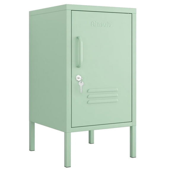 Single door End Table 2 Tier Narrow Side Table with Metal Frame Multifunctional Home Table Easy to Assemble Adjustable partitions Single Door Coffee Table Green Size: 28”H x 13.8”W x 15”D