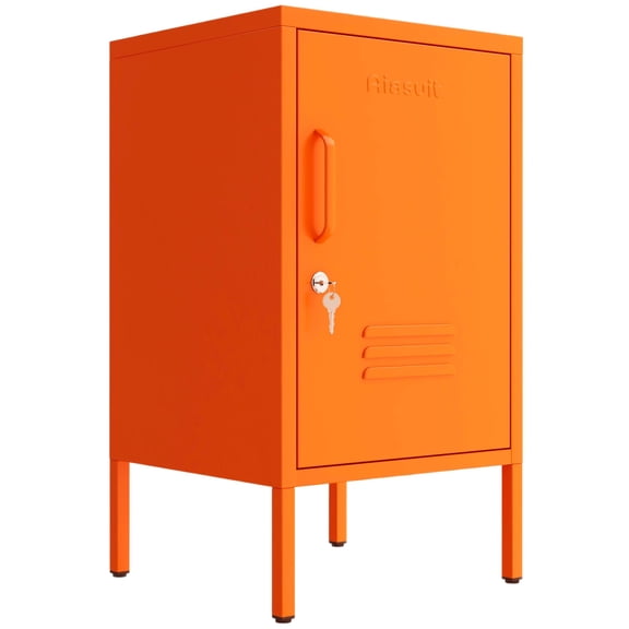 Single door End Table 2 Tier Narrow Side Table with Metal Frame Multifunctional Home Table Easy to Assemble Adjustable partitions Single Door Coffee Table Orange Size: 28”H x 13.8”W x 15”D