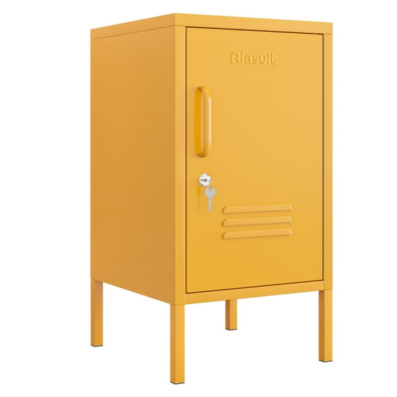 Single door End Table 2 Tier Narrow Side Table with Metal Frame Multifunctional Home Table Easy to Assemble Adjustable partitions Single Door Coffee Table Yellow Size: 28”H x 13.8”W x 15”D