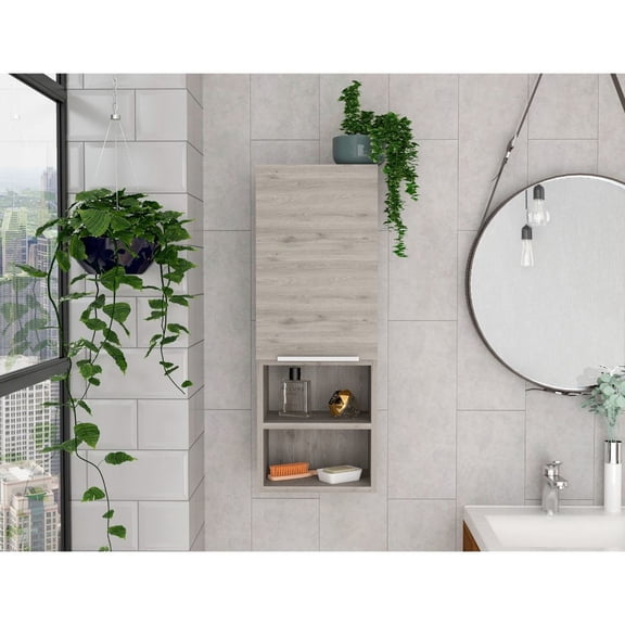 Single - door design, contemporary look - Fits well in modern bathroom decor