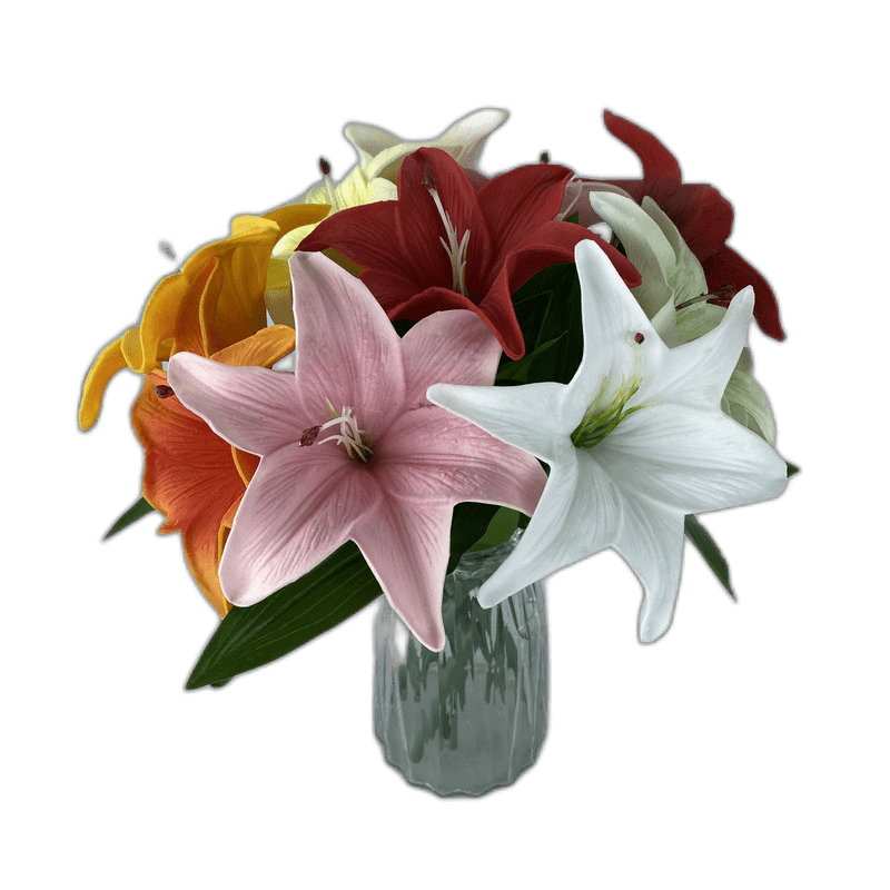 Single double leaf lily feel lily emiraded flower wedding decoration