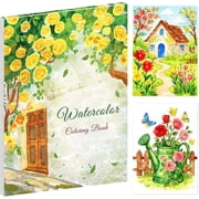Elfew Watercolor Coloring Book for Adults & Kids   Floral Themes, 160GSM Thick Paper, 10.3 x 7.5 inch, Light Line Art for Easy Coloring
