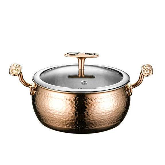 Single hot pot, with lid and handle Pot Shabu hot pot made of stainless steel, Chinese hot pot, single small hot pot made of thickened, for gas stoves, induction stoves