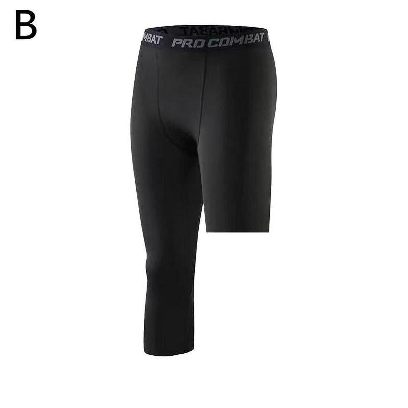 Men's One Leg Compression Tights for Basketball Capri Tights 3/4 Compression  Pants 