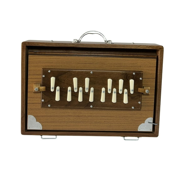 Single octave Shrutibox_13-Note Shruti Box (A# to a#) 10x15x2.5 inch Multifold Bellows One Octave 440Hz or Custom Tuning Premium Teak Wood