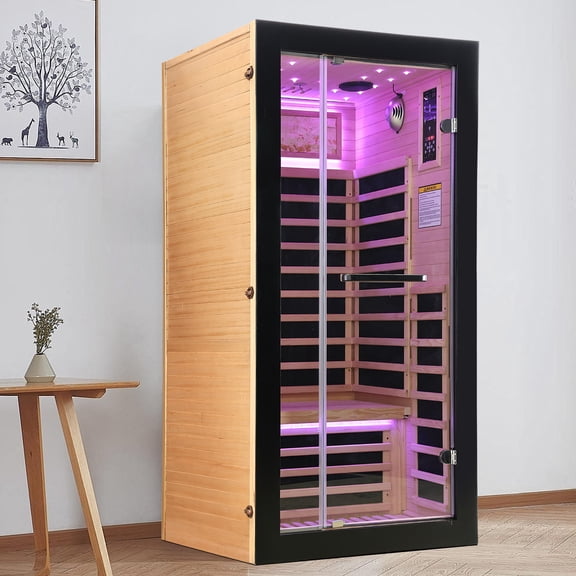 Single-Person Hemlock Sauna with Starlight Ceiling, 1450W