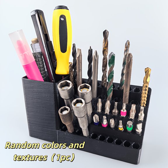 Single-piece 20-hole/50-hole Large-Capacity Bit Storage Box, Hexagon 6.35mm/2.5 Inch Electric Screwdriver Bit Organizer, Random Colors, Materialsand Textures, Compatible with 8cm/3.54 Inch