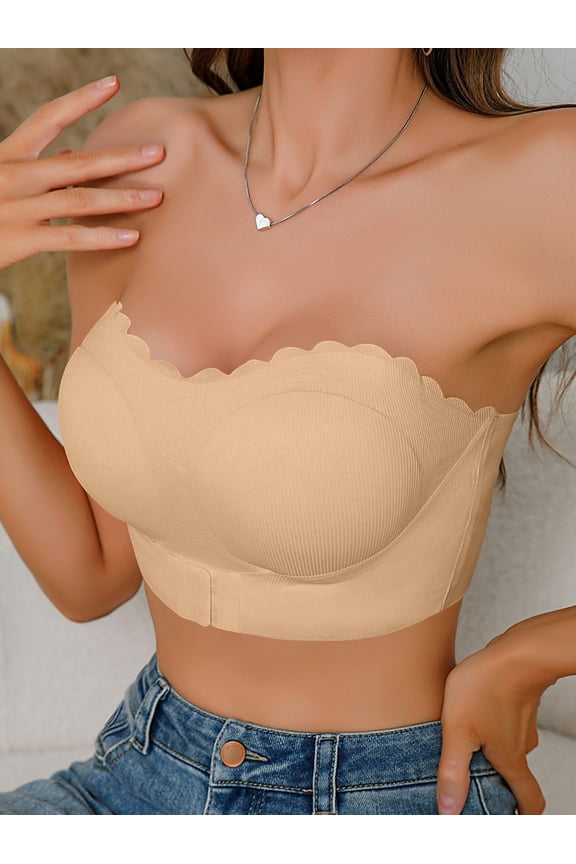 Single-piece front-closure bra, seamless strapless padded wireless women's underwear (multiple color options)