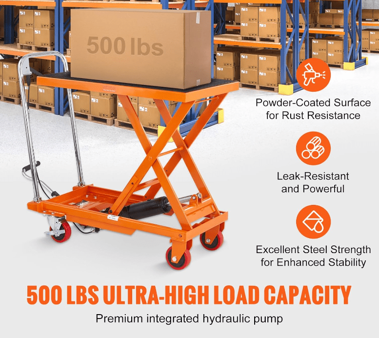 Single scissor push hydraulic lifting platform load 500 pounds yellow ...