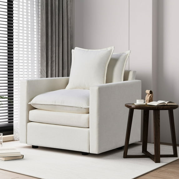 Single seat chenille armchair / Ideal for unwinding in living room