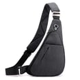 thumbnail image 1 of Single shoulder backpack diagonal bag waterproof travel backpack-Left shoulder black, 1 of 5