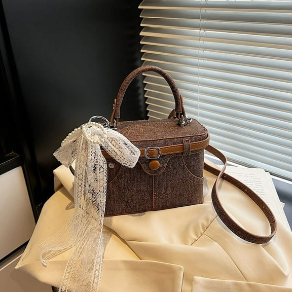 Single shoulder box casual handbag fashion Korean denim versatile trend 2025 new bag sense