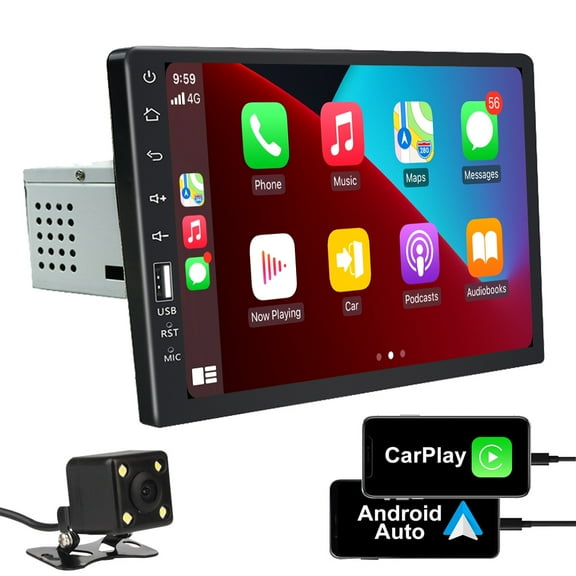 Single spindle 9 inch touch screen MP5 Bluetooth car audio support wired Apple carplay Android Auto with backup camera